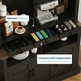 thumbnail image 4 of Roromall Coffee Bar Cabinet with LED Light, 72" Tall Farmhouse Coffee Bar Hutch with Storage, Sideboard Buffet Cabinet with Microwave Stand, 6 Hooks, 3 Drawers for Kitchen Living Dining Room, 4 of 8