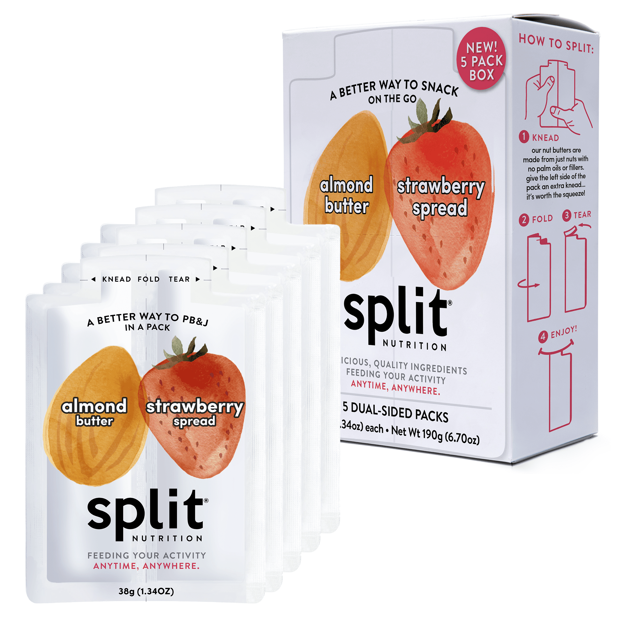 Split Nutrition Almond Butter and Strawberry Fruit Spread 5 pack