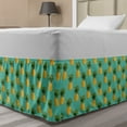thumbnail image 1 of Fruit Bed Skirt, Tropical Pineapples and Leaves Exotic Hawaiian Cuisine Vintage Design, Elastic Bedskirt Dust Ruffle Wrap Around for Bedding Decor, 4 Sizes, Turquoise Yellow, by Ambesonne, 1 of 2