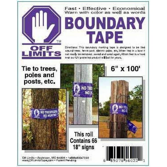 No Hunting No Trespassing Purple Off Limits Boundary Tape - 2 Year Warranty