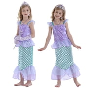 Jurebecia Mermaid Princess Dresses up Halloween Costume Birthday Party Cosplay Role Play Clothes 120 cm 5-6 Years