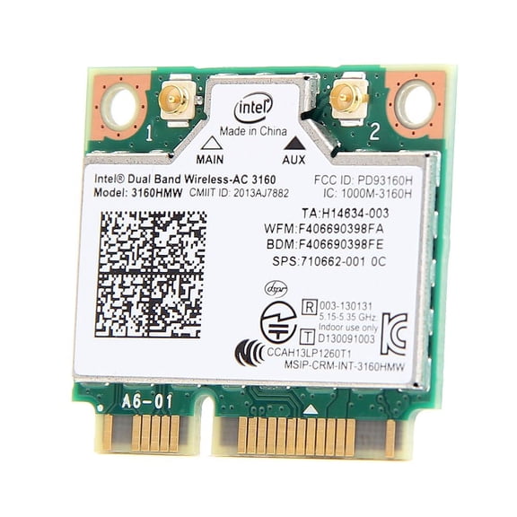 Intel 3160HMW , mPCIe Dual Band Wireless-AC 3160 802.11ac, Dual Band, 1x1 (433Mbps) , Wi-Fi   Bluetooth 4.0