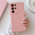 thumbnail image 3 of Wave Frame Case for Samsung Galaxy S22 Ultra 5G Phone Case,Cute Wave Frame Slim Fit Shockproof Phone Bumper Cover Soft Pretty Curly Wavy Case Anti-Scratch TPU Case for Girl and Women - Pink, 3 of 14