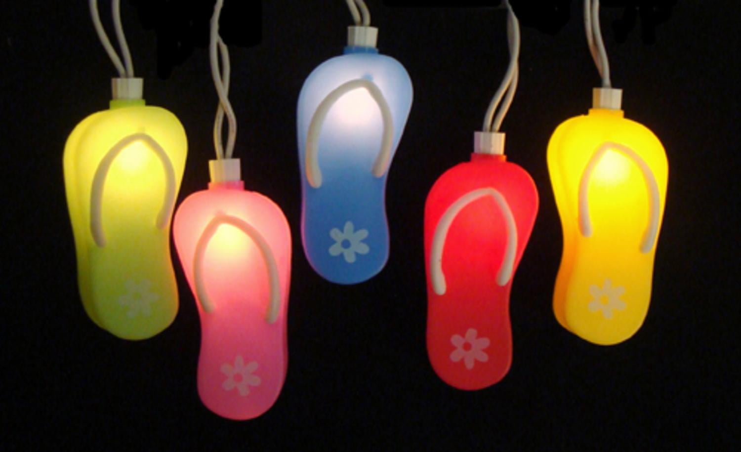 Set Of 10 Beach Party Summer Garden Patio Colorful Flip Flop Set Of 10 Beach Party Summer Garden Patio Colorful Flip Flop Lights White Wire