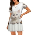 thumbnail image 1 of Fotbe Cute Kittens And Puppy Bata de Dormir para Mujer con Estampado, Camisón de Algodón de Manga Corta, Ropa de Dormir Casual, 1 of 6