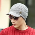 thumbnail image 5 of iopqo baseball caps men warm baggy weave crochet winter wool knit ski beanie caps hat hat grey, 5 of 6