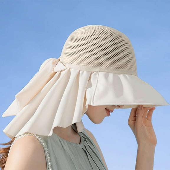 hengsof Summer Hats For Women Outdoor Neck Protection Sun Visors For Lady Fishing Hiking Wide Shawl Sunscreen Cap Swimming Pool Accessories