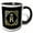 Black/White, variant on 3drose, Letter R- Image of Monogram with Crown and Blue Star- Not Metal Foil, 11oz Mug