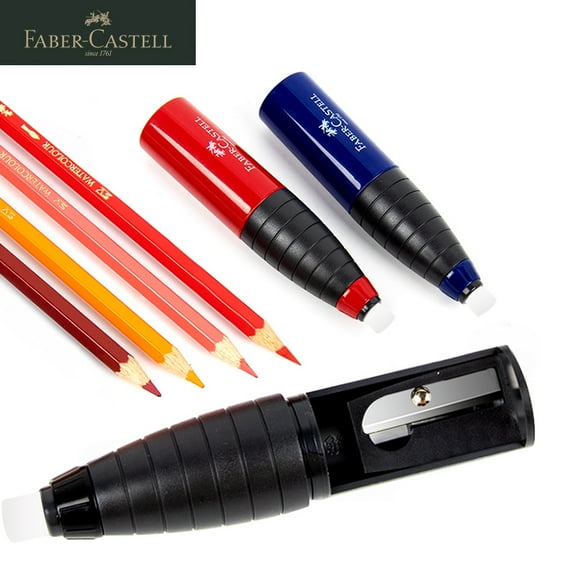 FABER CASTELL 184401 Taille-Crayon Combiné Polyvalent + Gomme/caoutchou 2 en 1 Taille-Crayon Manuel pour Enfants 184401-Any-1piece