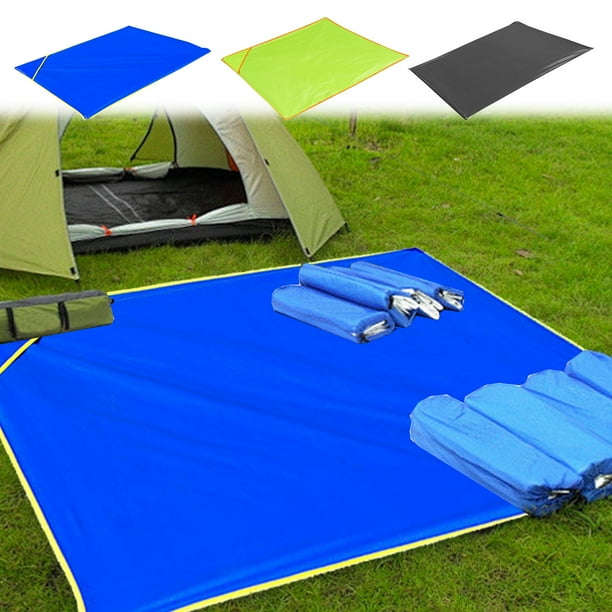 Toldo impermeable para camping al aire libre, 120 x 150 cm, lona multiusos de poliéster para protección contra la humedad, ideal para picnics y playa (azul).