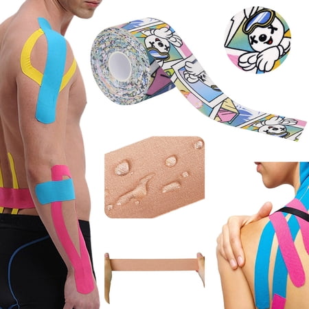 WUXIAB Medical Athletic Tape Clinic Therapy Tape On Field Tape Football Training Tape All Weather Durability 5cm x 5m Rabbit Pattern Athletic Sports Tape Easy Tear Breathable Cotton for Joint Support