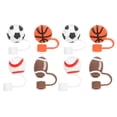 thumbnail image 1 of KAKOWELY 8 fundas para pajitas reutilizables con diseño de pelota deportiva., 1 of 5