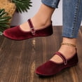 thumbnail image 4 of Ytobaz Mary Jane Shoes for women Buckle Strap Velvet Flats Round Toe Dress Shoes Office Work Wedding Travel Walking Daily Casual Footwear, 4 of 9