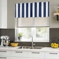 thumbnail image 5 of Navy Blue Striped Valances for Windows, Decorative Rod Pocket Window Valance Curtains, Modern Farmhouse Blue White Stripes Short Curtain Drapes for Kitchen/Living Room, 2 Panels, 42" W x 18" L, 5 of 8