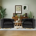 thumbnail image 4 of EDX Swivel Accent Chair, Reclining Velvet Barrel Chair, 4 of 6