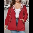 thumbnail image 4 of Chaqueta Ligera Reversible con Capucha y Cremallera de Larga para Mujer, Cortavientos Informal, Impermeable. Rojo XL, 4 of 9
