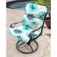 thumbnail image 3 of Jordan Manufacturing 45" x 22" Gardenia Seaglass Blue Floral Rectangular Outdoor Chair Cushion with Ties and Hanger Loop, 3 of 14