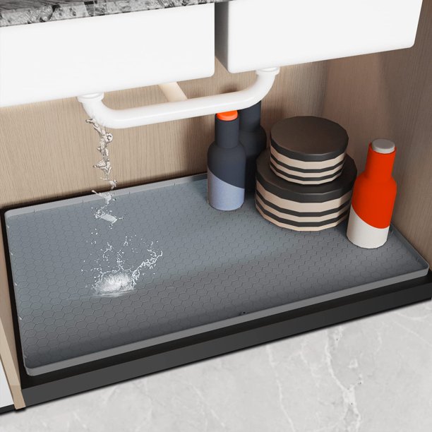 Under Sink Mat for Kitchen Waterproof, 34" x 22" Under Sink Liner Mat