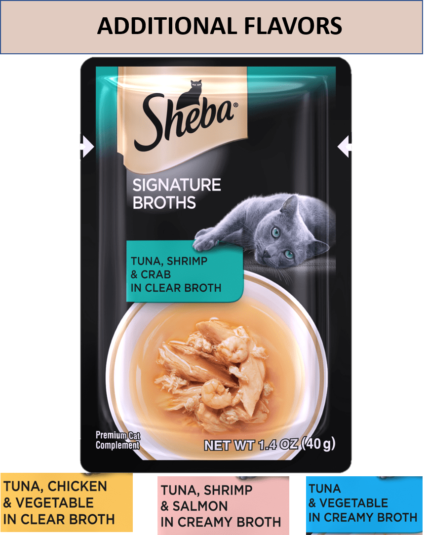 Sheba Signature Broths Tuna, Shrimp and Crab in Clear Broth Wet Cat