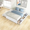 thumbnail image 3 of Full Platform Bed Frame with Twin Size Trundle,  Storage bed with 2 Drawers, Solid Wood Platform Bed with Wood Slats Support, Noise Free, No Box Spring Needed for Bedroom Living Room, White, 3 of 6