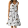 thumbnail image 2 of Wycnly Formal Dresses for Women Beach Holiday Fashion Loose Flowy Ruffle Swing Tank Midi Dresses Sleeveless Scoop Neck Daisy Print 2024 Summer Midi Dress White s, 2 of 5