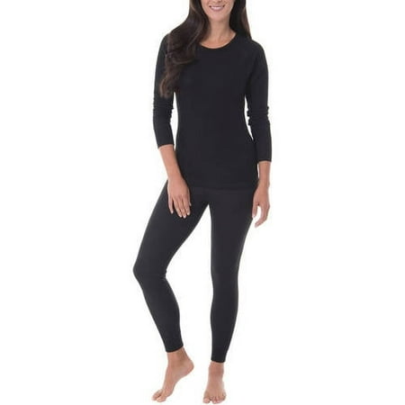 Women's Waffle Thermal Crew Top and Pant - 2 Piece Set