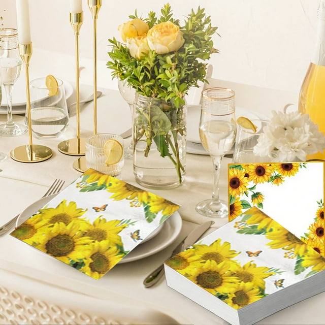 16 Pieces Thanksgiving Autumns Sunflower Napkins Autumns Party Supplies Autumns Napkins Autumns Decorations Thanksgiving Party Supplies