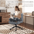 thumbnail image 6 of Goosea Armless Criss Cross Chairs, Premium Fabric Wide Padded Seat Office Chair，Modern Vanity Chair with Dual-Layer Cushion and Smooth-Rolling Wheels，Grey, 6 of 7
