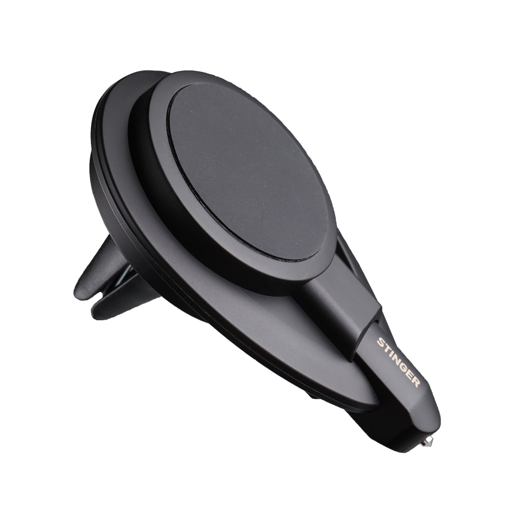 Stinger Car Air Vent Emergency Escape Tool, Magnetic Vent Mount Phone Holder, Spring Loaded Window Breaker, Seatbelt Cutter (Black)