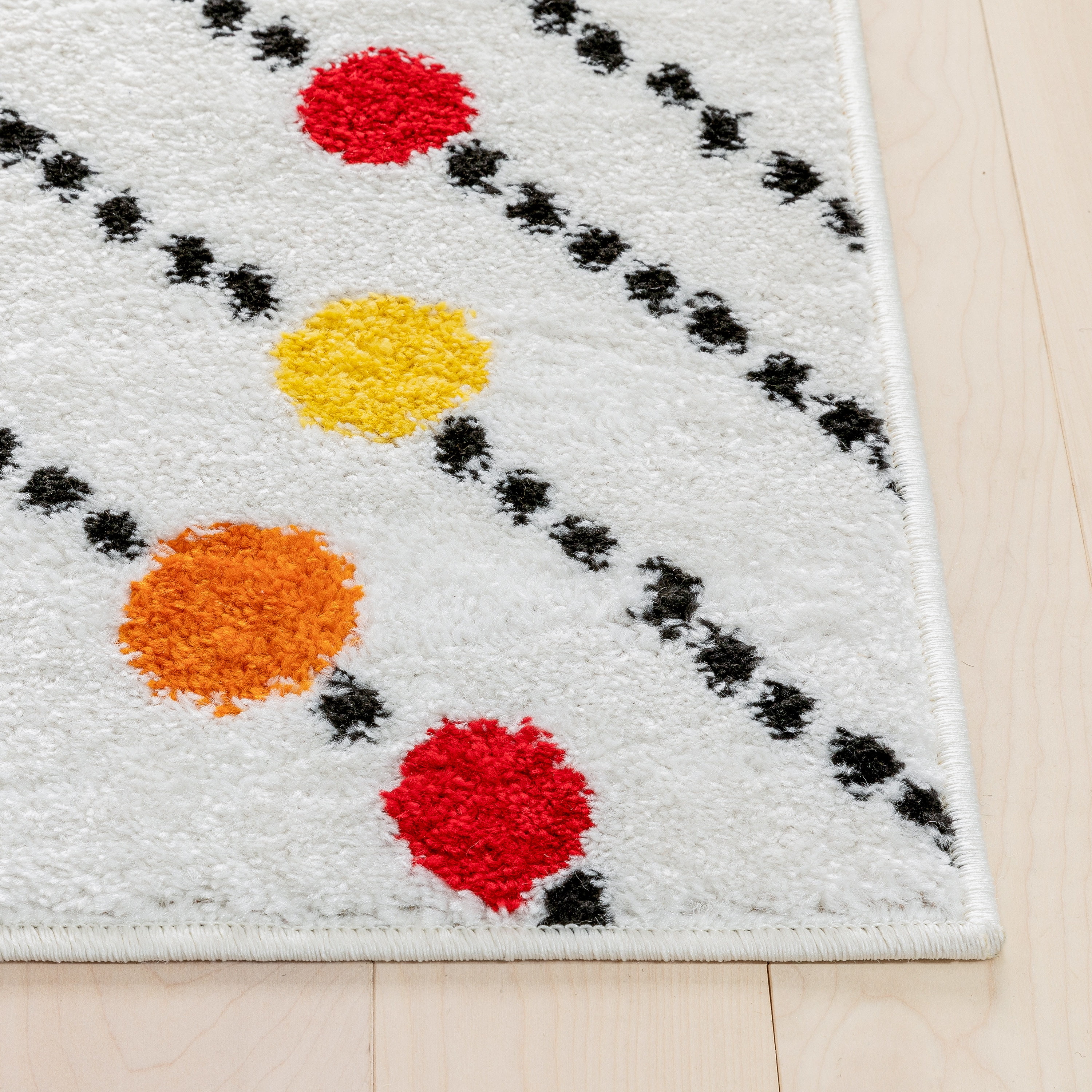 Well Woven StarBright Dandy Dots And Stripes Modern Geometric Kids Rug White 3'3" x 5' Area Rug