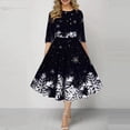 thumbnail image 2 of Wangmeiwg Christmas Dresses for Women Christmas Snowflake Print Long Casual Dress for Women with Round Neck and Half Sleeve Elegant Design 4XL Black, 2 of 7