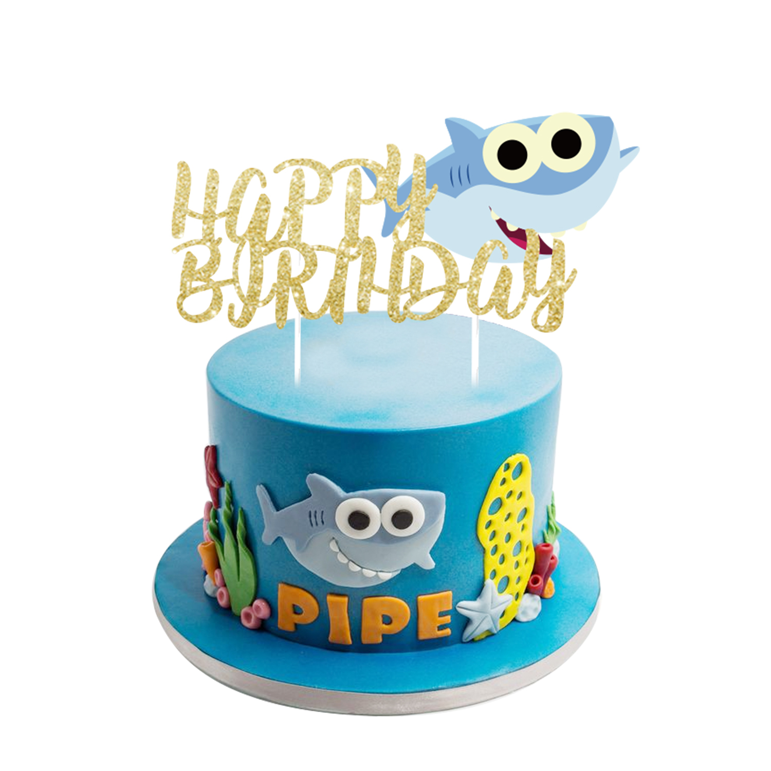 Tomshoo Party Supplies Birthday Baby Happy Birthday Banner Shark Balloons Cake Topper Cupcake Toppers For Baby Birthday Party Decorations Walmart Com Walmart Com