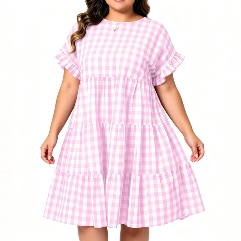 pink plaid midi dress Shania Midi Dress