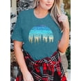 thumbnail image 4 of Camiseta MK Shop Limited con estampado de pinos al atardecer para mujer, talla grande, 4 of 6