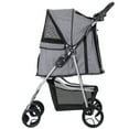 thumbnail image 3 of ZENSTYLE 4 Wheels Pet Stroller Foldable Carrier Strolling Cart for Cat Dog w/ Storage Basket Gray, 3 of 7