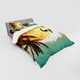 thumbnail image 3 of Ambesonne Grunge Bedding Set 3 Pcs, Surfer Sea Palms Sunset, Twin XL, Orange Turquoise Black, 3 of 3