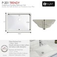 thumbnail image 3 of Stylish Undermount 18-1/4"L x 13"W White Porcelain Rectangular Bathroom Sink P-201, 3 of 10