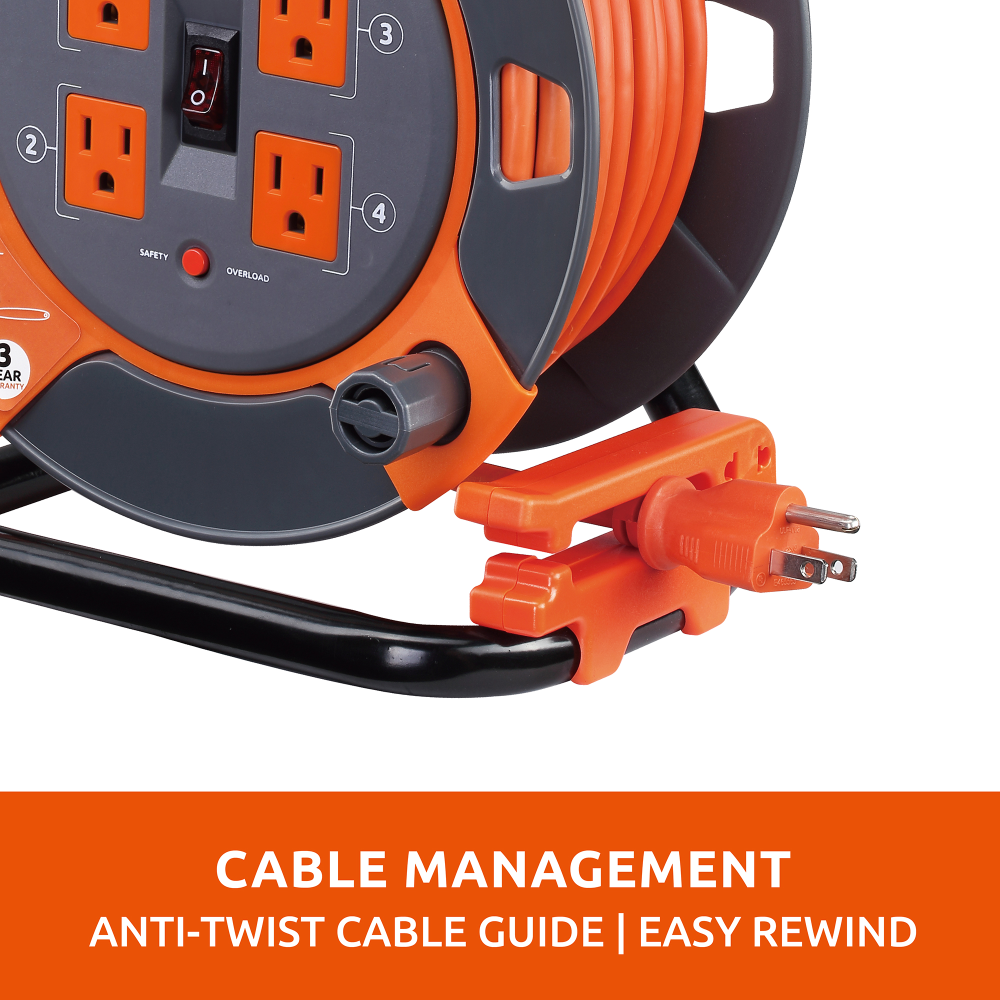 Link2Home 60 Ft Extension Cord Reel with 4 Outlets photo 3