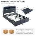 thumbnail image 2 of wow97e Queen Size Bed Frame with LED Light, Modern Platform Bed Frame with 4 Drawers, Curved Profile Design, Charging Station, No Box Spring Needed, 2 of 7