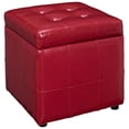 thumbnail image 1 of Hawthorne Collection Square Faux Leather Storage Ottoman in Red, 1 of 4