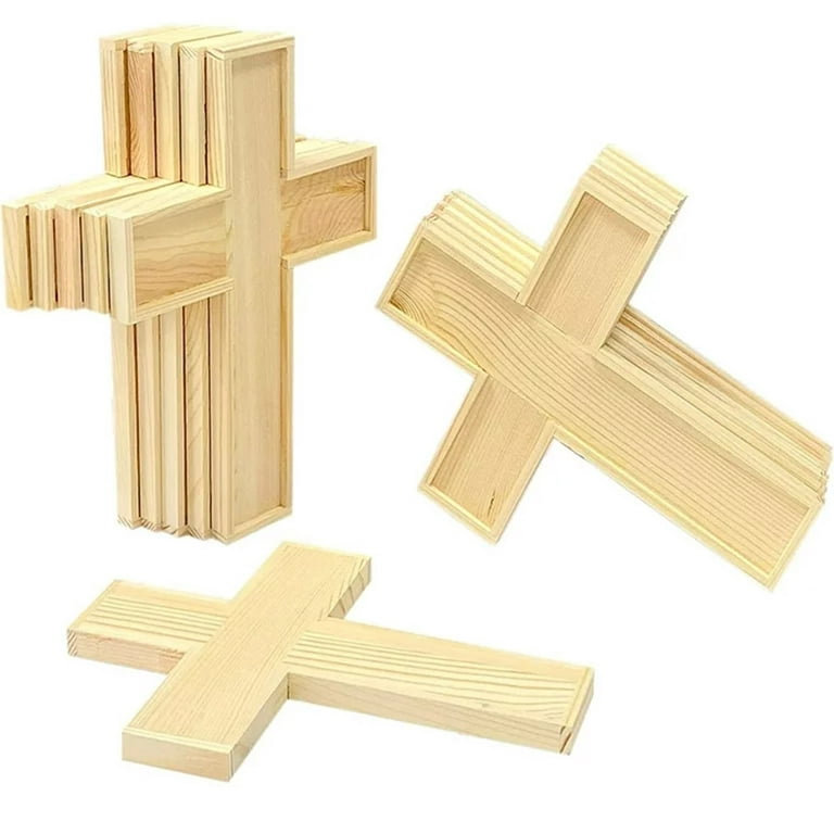 12 Inch 12 Pack Wood Cross Unfinished Wooden Crosses for Crafts Blank Wood  Cross for Wall Decor DIY Project