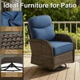 thumbnail image 6 of POCASSY 6 Pieces Patio Furniture Set with Swivel Glider Patio Chairs Set of 4, Brown Wicker High Back Outdoor Swivel Rocker with 6-inch Thick Cushion and 2 End Tables for Porch Balcony, Blue Cushion, 6 of 14