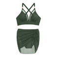 thumbnail image 6 of GEWSEY Womens Swim Skirt High Waisted Bikini Sets Tummy Control Swimsuits Mesh Sarong Wraps Bathing Suits (Army Green, XXL), 6 of 6