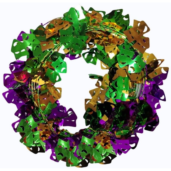 PMU 25 Ft Mardi Gras Garland – Shiny Tinsel Wire Garland for Mardi Gras, Halloween, Fall Festivals, Weddings & Birthdays, Comedy & Tragedy Ornament for Festive Home Decoration