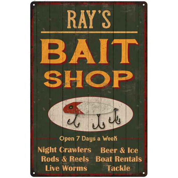 RAY'S Green Bait Shop Man Cave Wall Decor Gift 8x12 Metal 208120027135