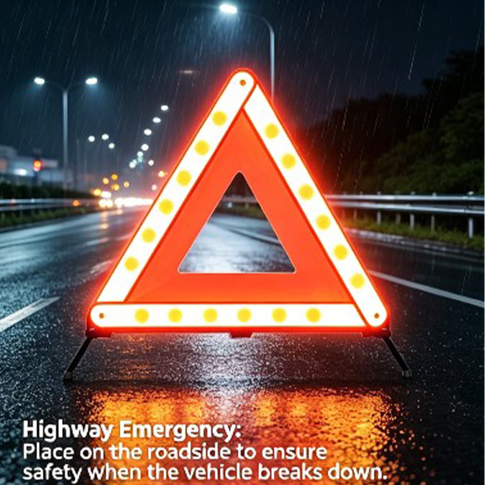 Foldable Reflective Warning Triangle, Red High Visibility Roadside Safety Tripod for Car Breakdowns, Trucks & SUVs, DOT Compliant Emergency Accident Kit