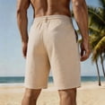 thumbnail image 5 of Thousandth Casual Striped Shorts for Men Summer Beach Shorts with Drawstring Elastic Waist Breathable Shorts Relaxed Loose Fit Flax Lounge Shorts, 5 of 8