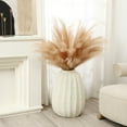 thumbnail image 3 of LuxenHome Off White MgO Round Modern Fluted Vase, 3 of 8