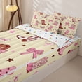 thumbnail image 3 of Homewish Bow Western Boot Kids Zipper Twin Comforter Sets with Fitted Sheet and 2 Pillowcases, Yellow Cartoon Zipper Bedding Set, Polka Dots Reversible, 4 Pieces, 3 of 6