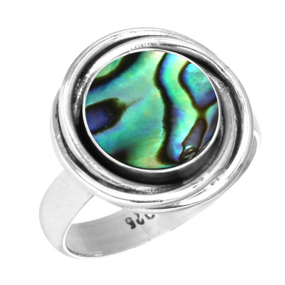 925 Silver Ring For Women - Men Multicolor Real Abalone Shell Stone Silver Ring Size 12 Handmade Silver Ring Size 12 Gift For Girl Friend On Birthday 925 Gemstone Silver Jewelry